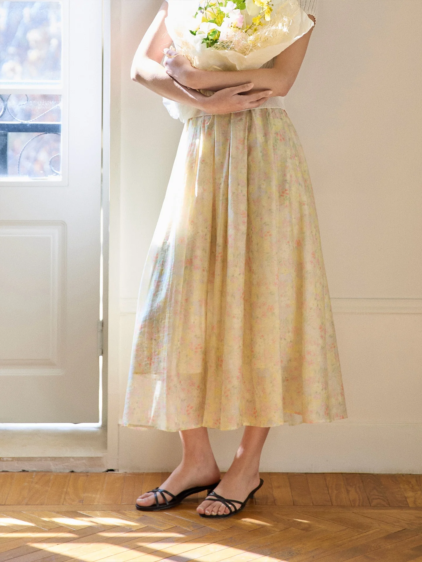 

Легкая женская летняя юбка макси с цветочным принтом в корейском стиле, юбка миди с окрашенным принтом GINNKEE, юбка А-силуэта с высокой талией