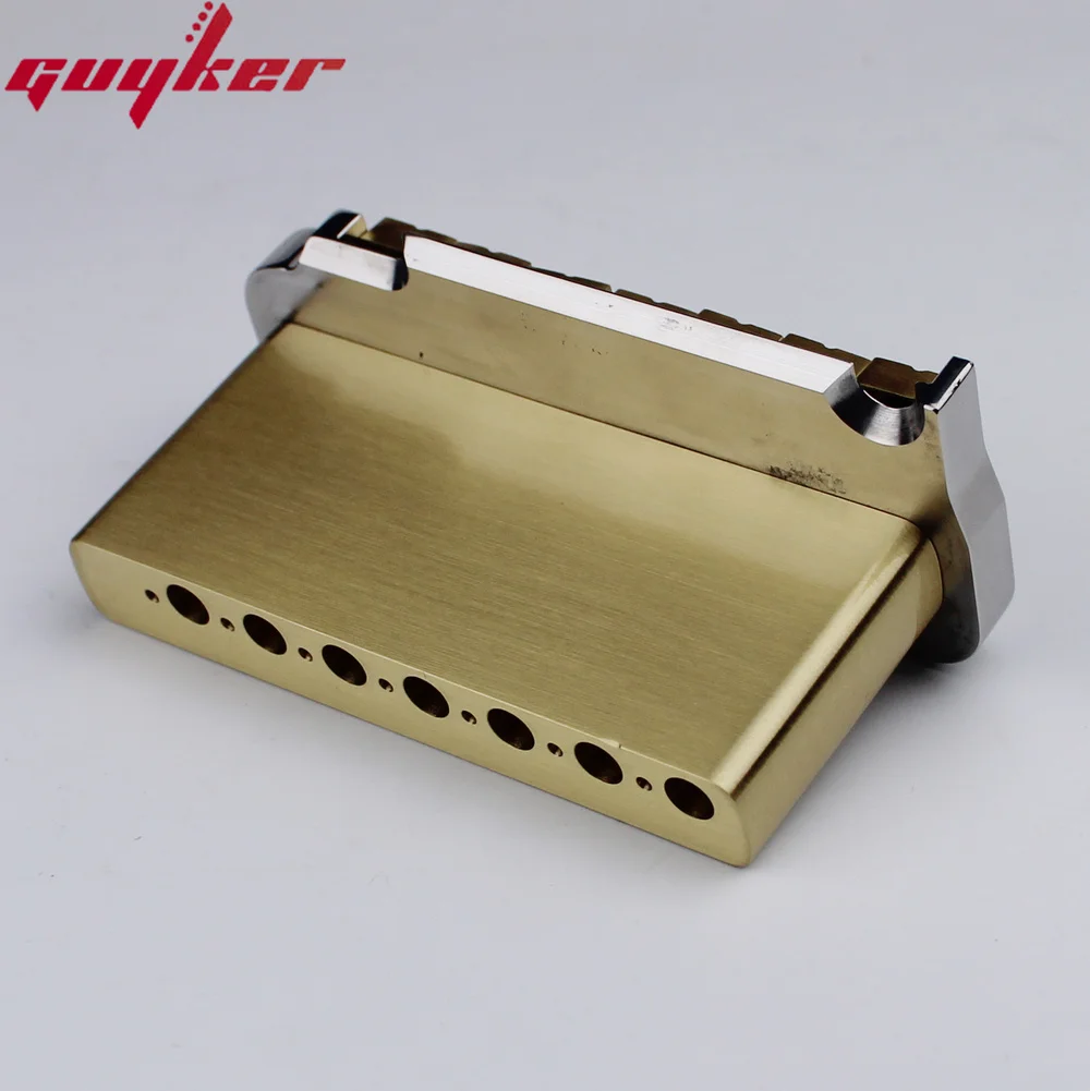 GUYKER Electric Guitar Tremolo System Bridge 2 Point Brass Saddle Brass Base Tremolo System Chrome