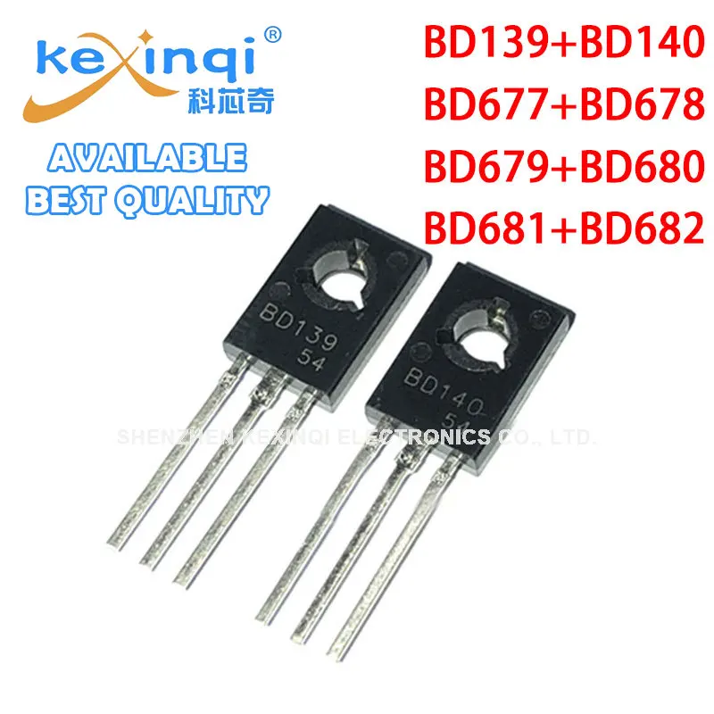 20Pcs / 10 Pair BD139 BD140 BD677 BD678 BD679 BD680 BD681 BD682 Darlington Transistor 4A100V Triode TO126