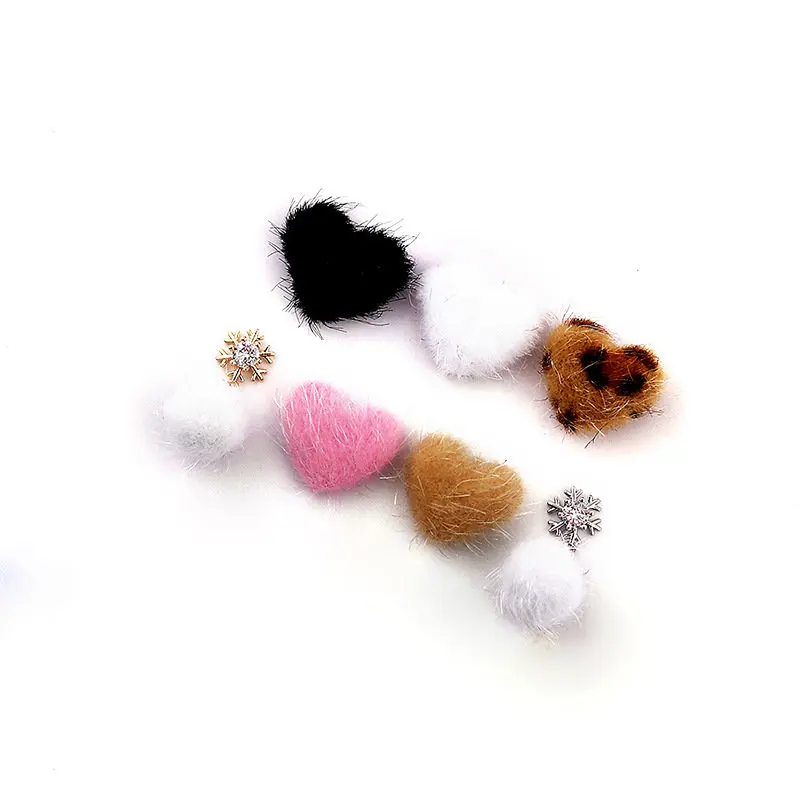 10 stks Sneeuw Pom Poms Sneeuwvlok Hart Zirkoon Nail Art Kristallen Sieraden Strass Nagels Accessoires Benodigdheden Decoraties Charms