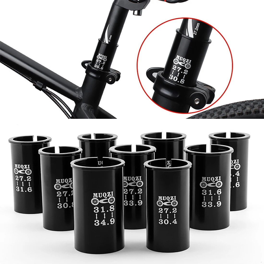 MTB Road Bike Seat Tube Seatpost Reducing Sleeve Seatpost Shim 25.4 To 27.2 25.4 To 28.6 27.2 To 33.9 27.2 To 28.6 27.2 Turn30.8