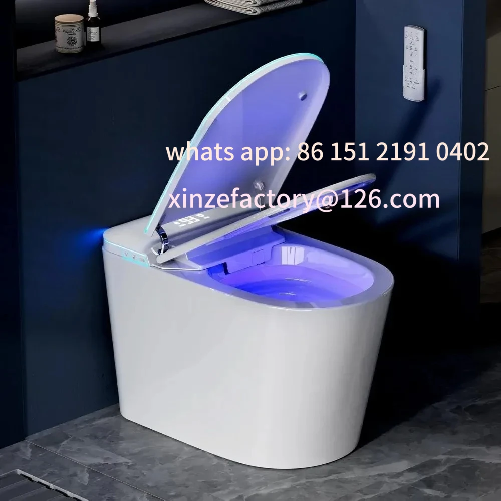 

Customizable Bidet Toilet with Heated Seat and Night Light, Modern Tankless Toilet for Bathroom