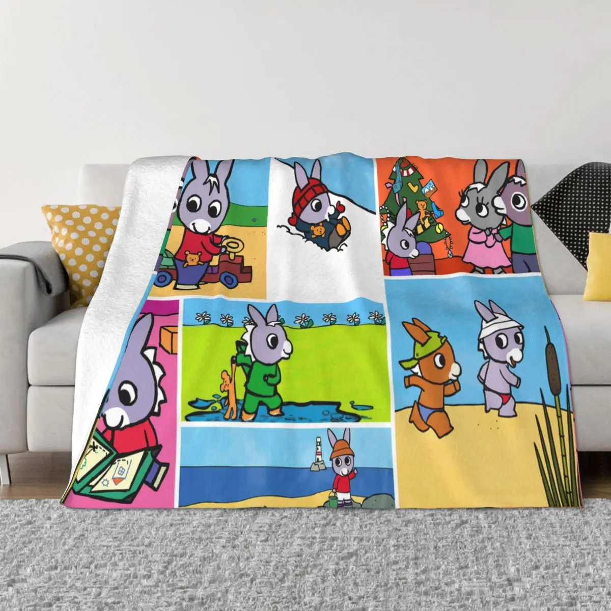 Trotro Collage Blanket Fleece Autumn Winter Cute Cartoon Portable Super Soft Throw Blanket for Sofa Office Plush Thin Quilt