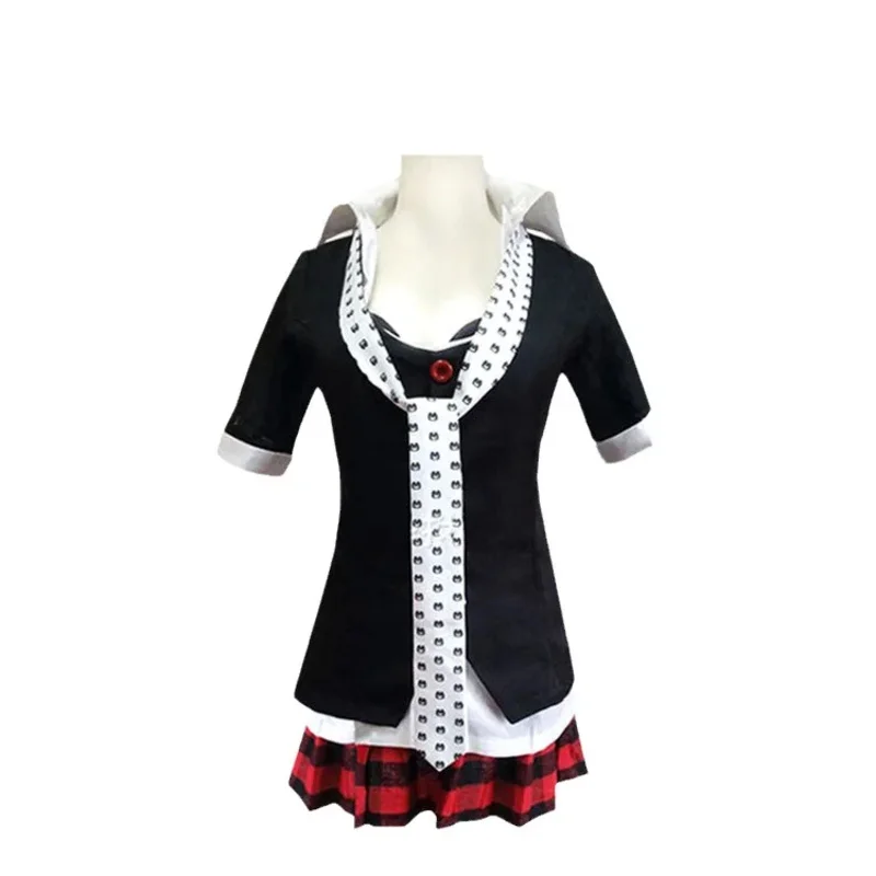 Disfraz de Anime Danganronpa, uniforme Enoshima Junko, ropa de trabajo de cafetería, Falda corta, peluca trenzada de doble cola; 6'x, 9;y'