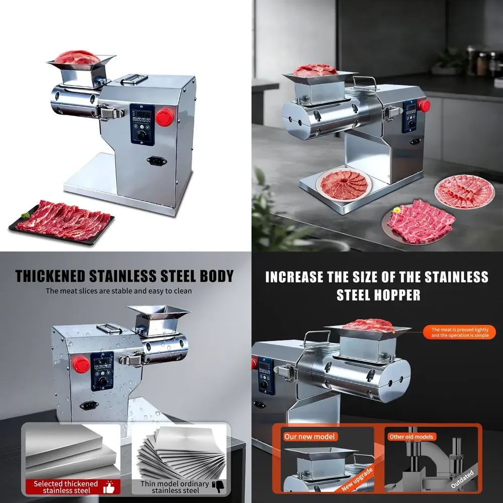 

High Efficiency 300kg/h Commercial Electric Meat Cutter Multi-functional Stainless Steel Meat Slicer and Shredder for