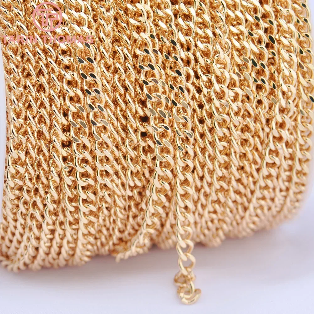 (4624)2 Meters Chain Link 4x5MM 24K Gold Color Brass Necklace Chains Bracelet chains Diy Jewelry Findings Accessories Wholesale