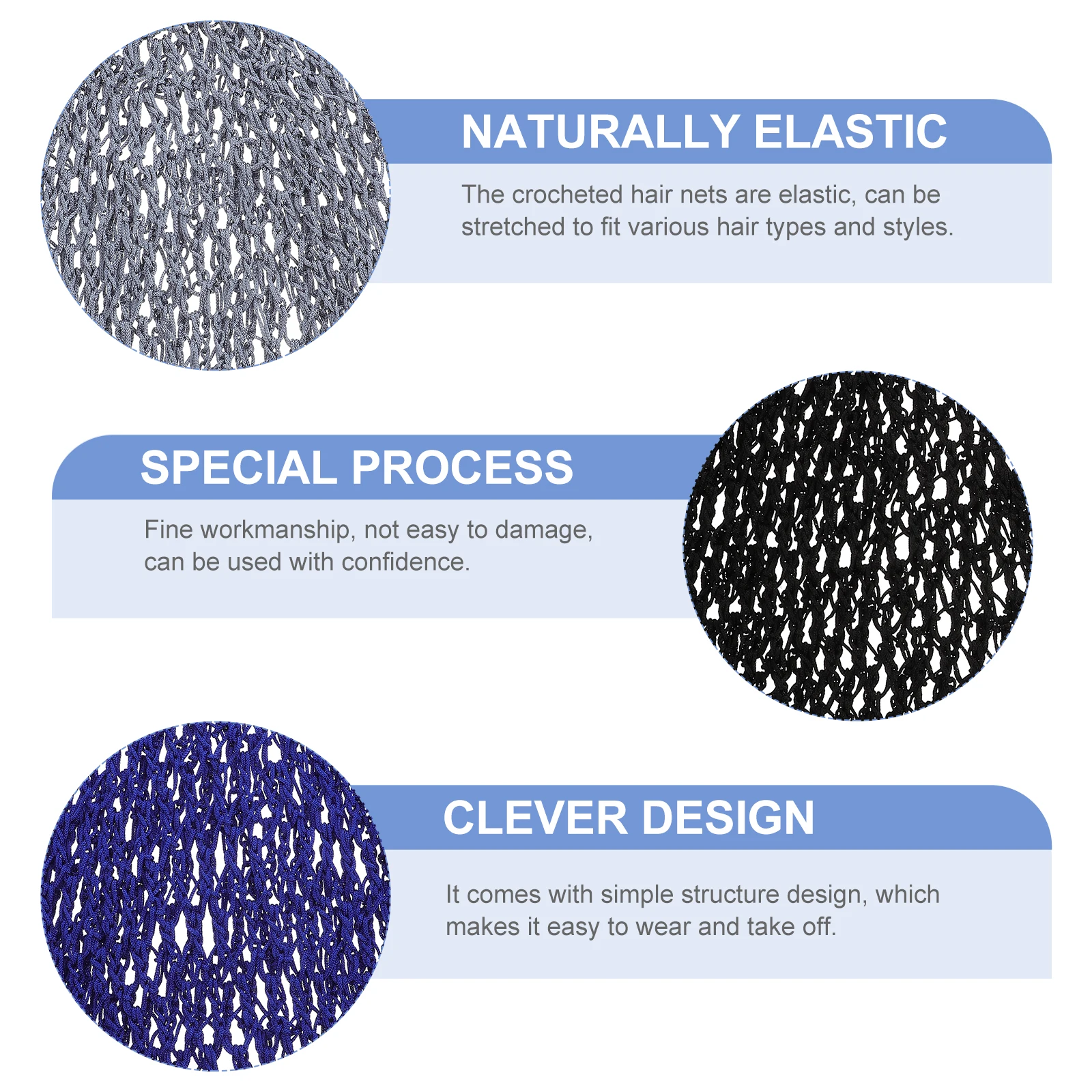 

3pcs Mesh Nets Women Long Hair Elastic Hairnets For Braided Curly Hair Comfortable Home Salon Use