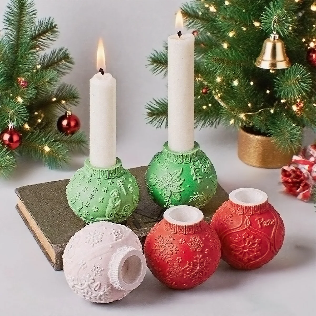 3D Weihnachten Laterne Ball Kerzenhalter Silikon Form DIY Sphärische Geprägte Schneeflocke Blume Kerzenhalter Gips Handwerk Form