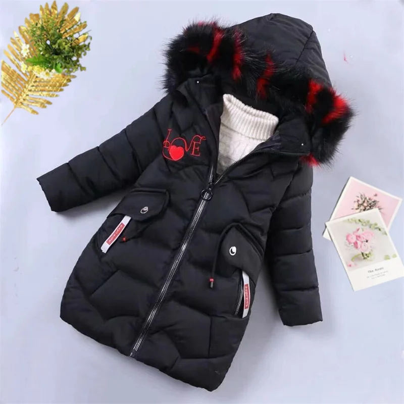 Kids Girls Cotton Jacket Winter Jacket For Girls Coat Baby Warm Hooded Outerwear Coat Girls Clothing Children Soild Down Coat