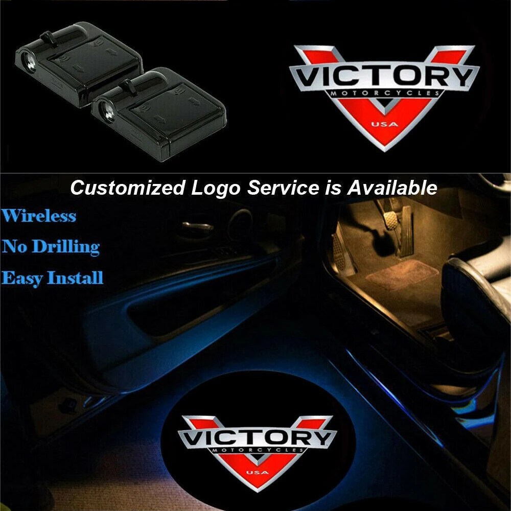 

2 Pieces Wireless USA Victory Motorcycles Logo LED Ghost Shadow Light Car Door Welcome Courtesy Projector