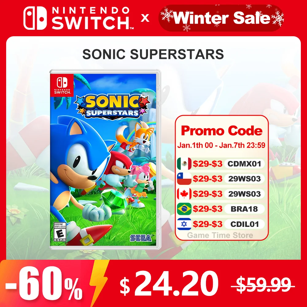 SONIC SUPERSTARS Nintendo Switch Games Physical Game Card Support 1-4 Players Party Genre Multiplayer Game for Switch Console