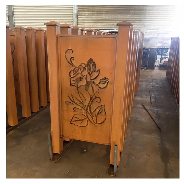 

'2023 индивидуальный дизайн, садовые декоративные перфорированные панели для ограждения с лазерной резкой, укороченный стальной садовый забор