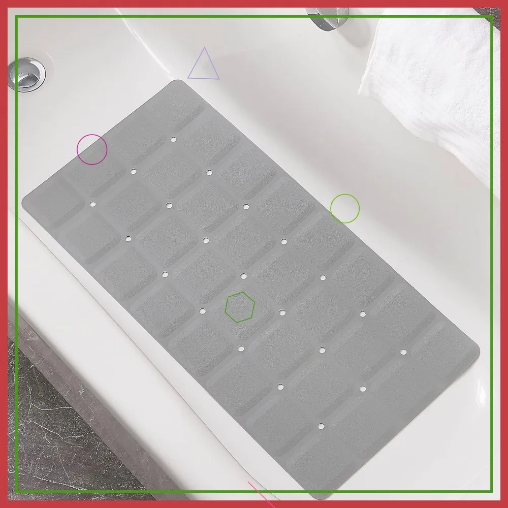 

Складной нескользящий силиконовый коврик для ванн без присосок, серый, 28x14 дюймов