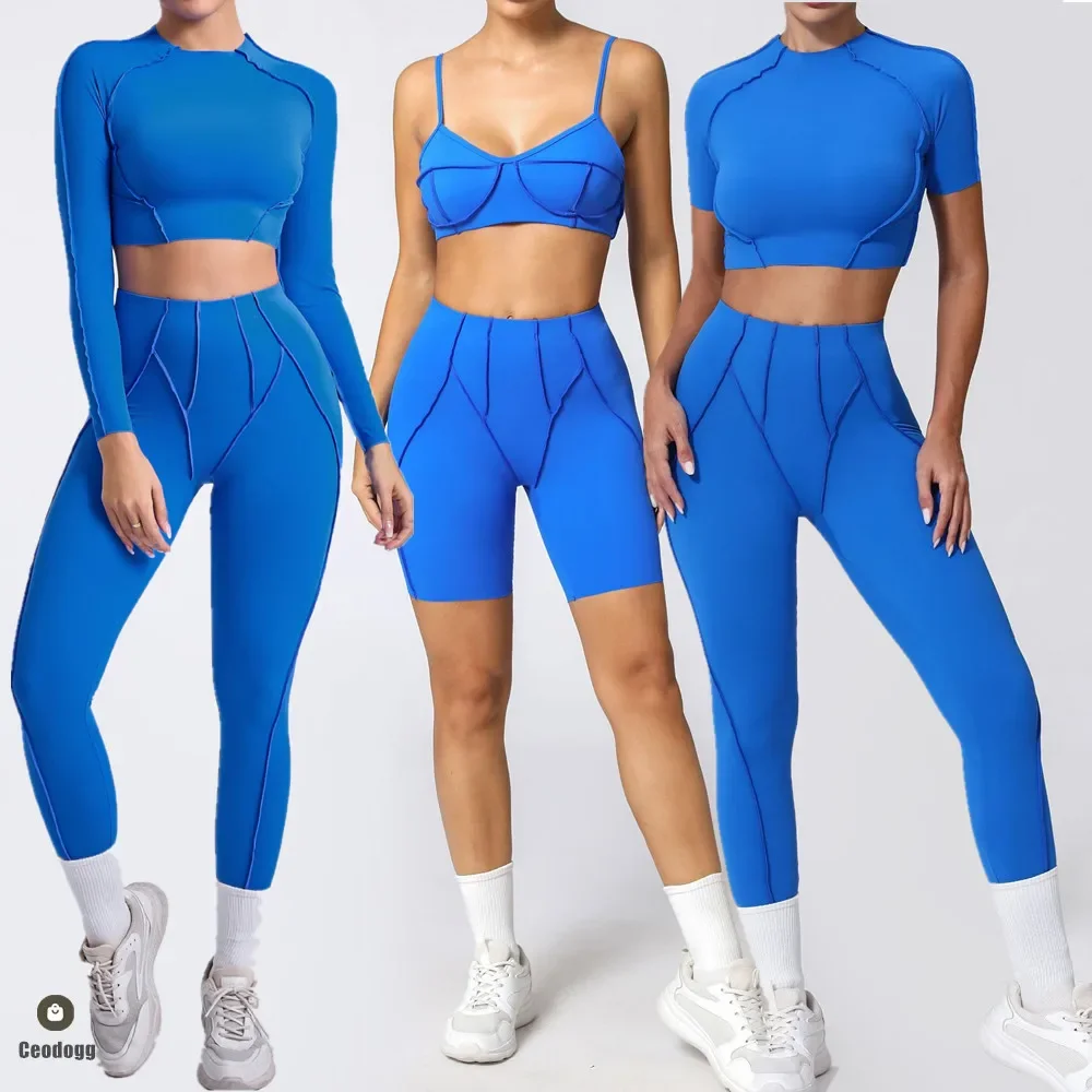 

1/2PCS Women Nude Straps Yoga Sets Squat Proof Sports Bra Crop Workout High Waist Leggings Fitness Pant Female Active Wear Suits