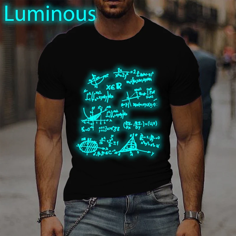 

Luminous Math Symbol Print T-Shirt Men's Mathematician Tee Shirt Summer Short Sleeve Math Lover Gifts Tshirts