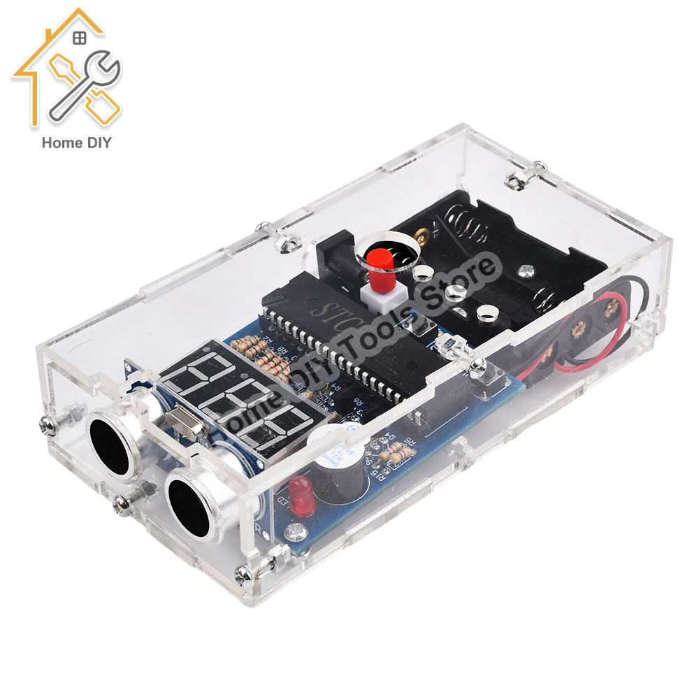 Ultrasonic Ranging Alarm Kit com bateria case HC-SR04 Módulo Sensor ultra-sônico para solda Praticando DIY