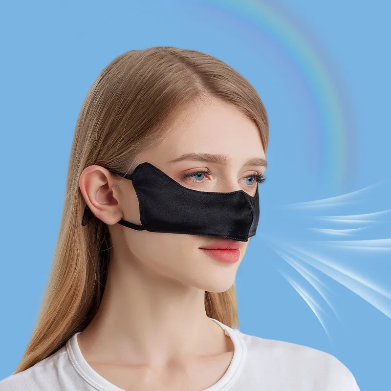Birdtree 100% Mulberry Silk Ventilate Nasal Mask, Ear Hanging Breathable, Windproof Dust-proof Protection,2025 New A58708JF