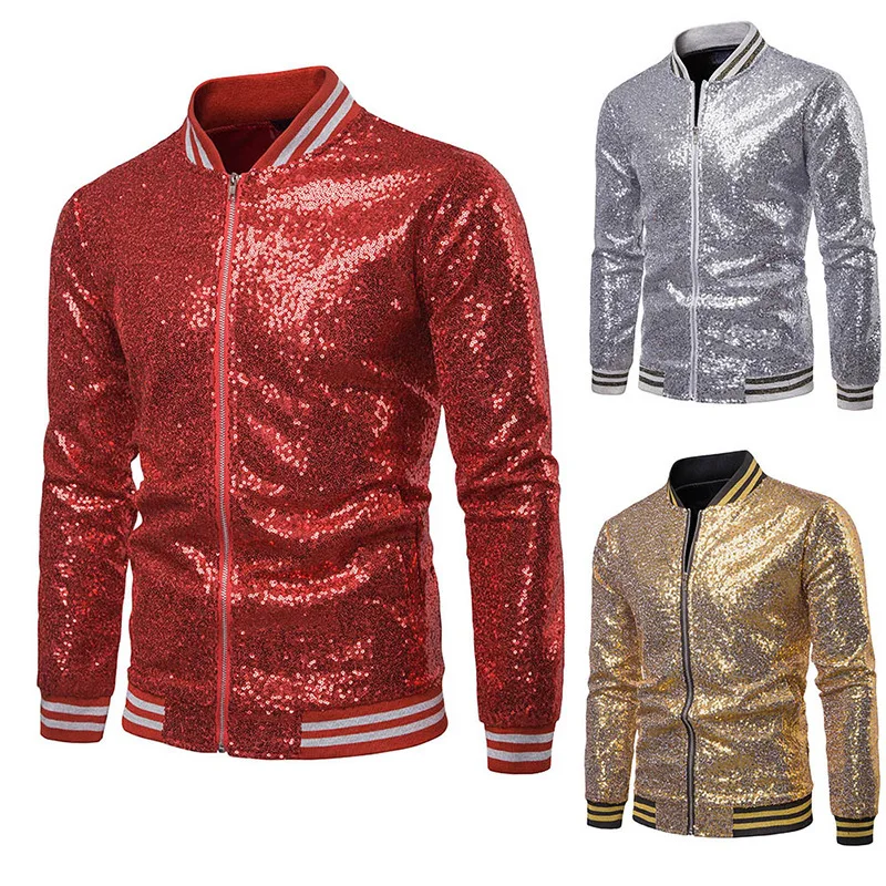 

European and American Performance Dress, Gold Sequin Nightclub, Men's Clothing, Host, Emcee, Cinema Jacket