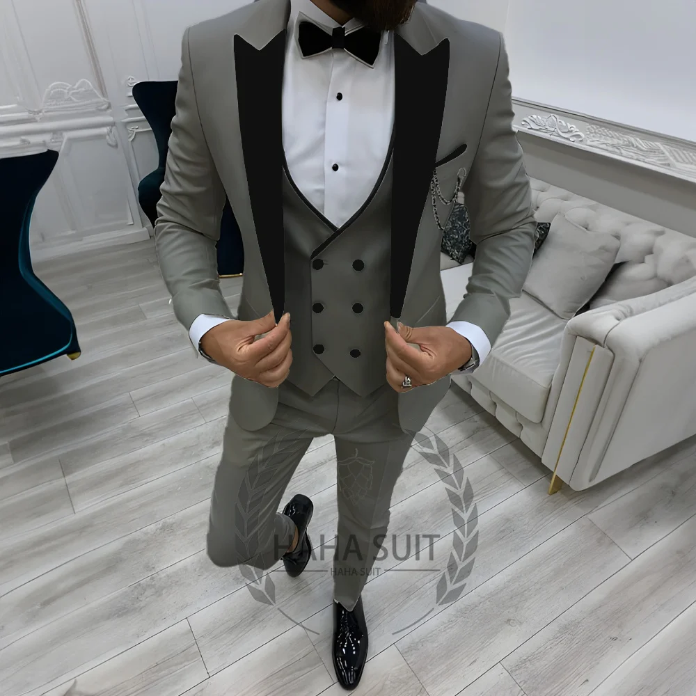 Ensemble complet slim imbibé pour homme, smoking sur mesure, mariage formel, banquet, marié, 3 pièces