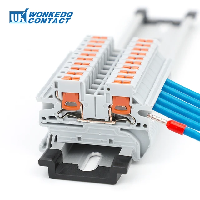 10 sztuk PTV 2.5 listwa zaciskowa na szynę DIN wejście boczne złącze wtykowe 2.5mm2 12 AWG okablowanie kablowe złącze przewodu elektrycznego PTV2.5