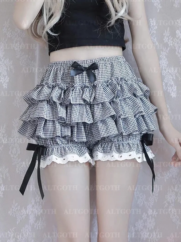 AltGoth Hotsweet Y2k Shorts Women Pastel Goth Streetwear Harajuku Aesthetic Fairycore Grunge Bow Lace Patchwork Shorts Female