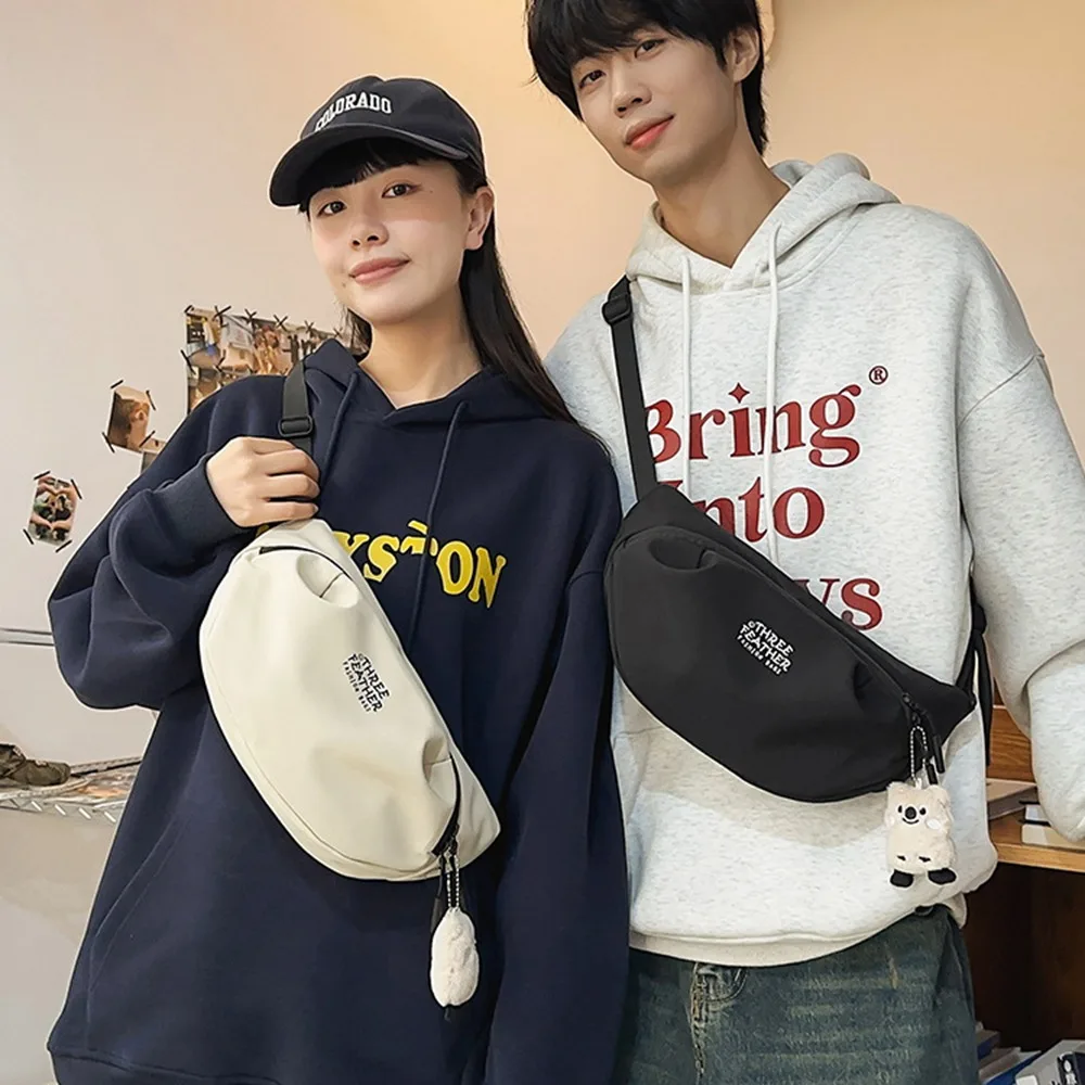 Borsa da petto maschile casual Borsa a mezzaluna sportiva con tracolla regolabile multifunzionale Borsa a tracolla da uomo con cerniera di grande capacità unisex