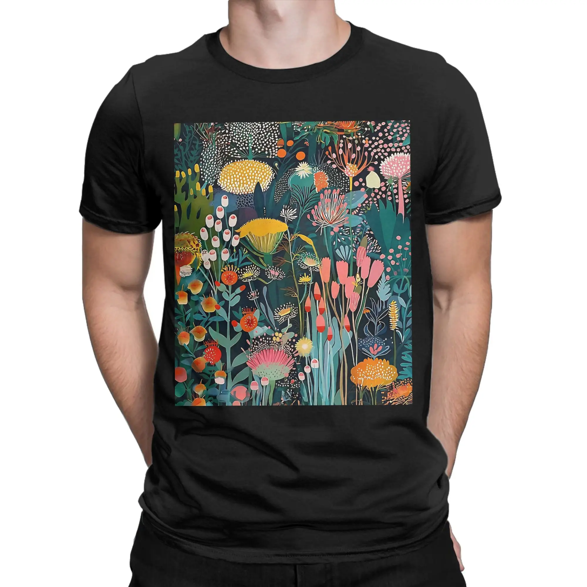 Men Women's Yayoi Kusama Flower Field Art T Shirt  Pure Cotton Clothing Fun Short Sleeve Round Collar Tees Graphic T-Shirt