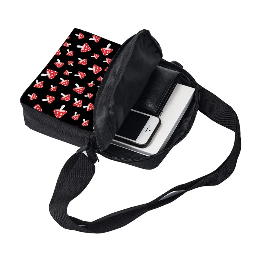 Mushroom Pattern Single Sided Messenger Bag for Boy and Girls Best Gifts 2D Flat Cartoon School Crossbody Bag  for Children view 3