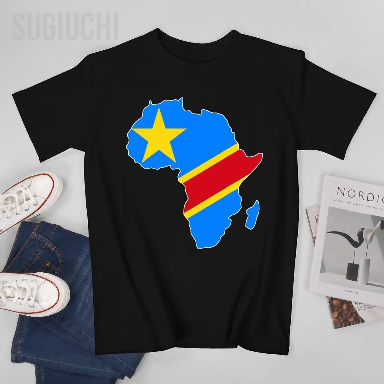 Men T-Shirt Map of Africa DRC RDC  Democratic Republic Congo Tshirt Tees O-neck T Shirts Women Boys 100% Cotton Unisex