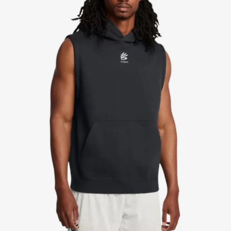 UA Men Heavy Fleece Hooded Basketball Sleeveless Vest Pocket Workout Tank Top 1389483-001
