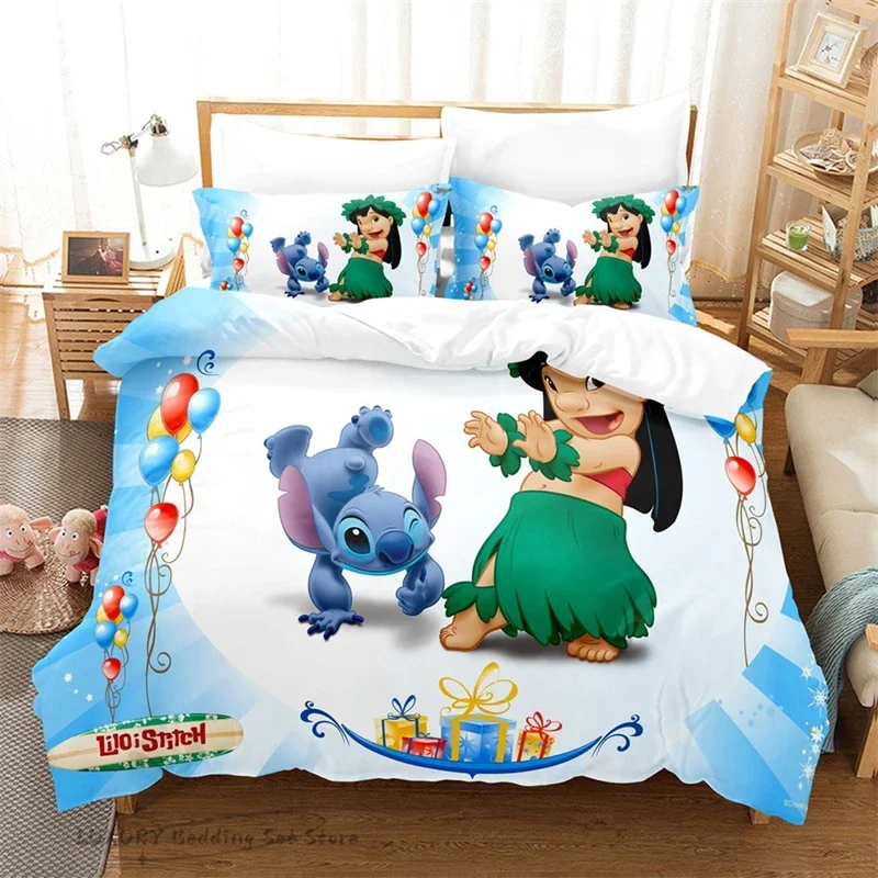 

Children's Stitch Duvet Cover Anime Lilo Stitch Bedding Set for Microfiber Single Double Bedding King Size 3pc Home Decoration