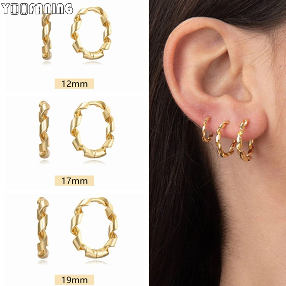 

925 Sterling Silver Ear Needle Simple Gold Silver Hoop Earrings Spiral Weaving Design Classic Earrings for Women Jewelry Patty