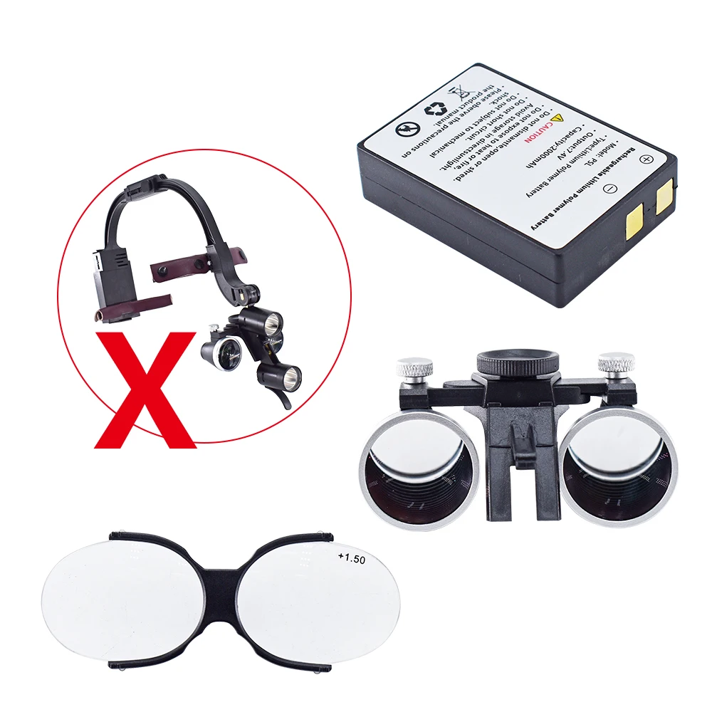 Dental LED Headlight Binocular Loupes 2.5X/3.5X 5W Surgical Headlamp accessories Spare parts lithlum battery Dentistry Magnifier