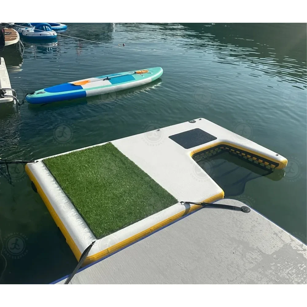 Drop Stitch Inflatable Dog Beach & Ramp Inflatable Pup Plank Floating Ramp Ladder for Pets