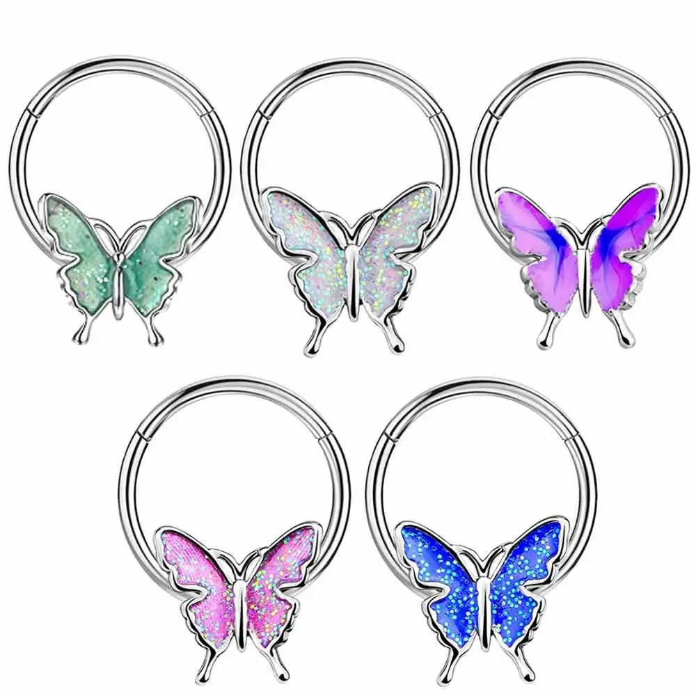 Modischer Kristall-Edelstahl Septum Hoop Clicker Nasenring für Frauen Tragus Knorpel Helix Piercing Hoop Ohrringe Schmuck – Detail 8