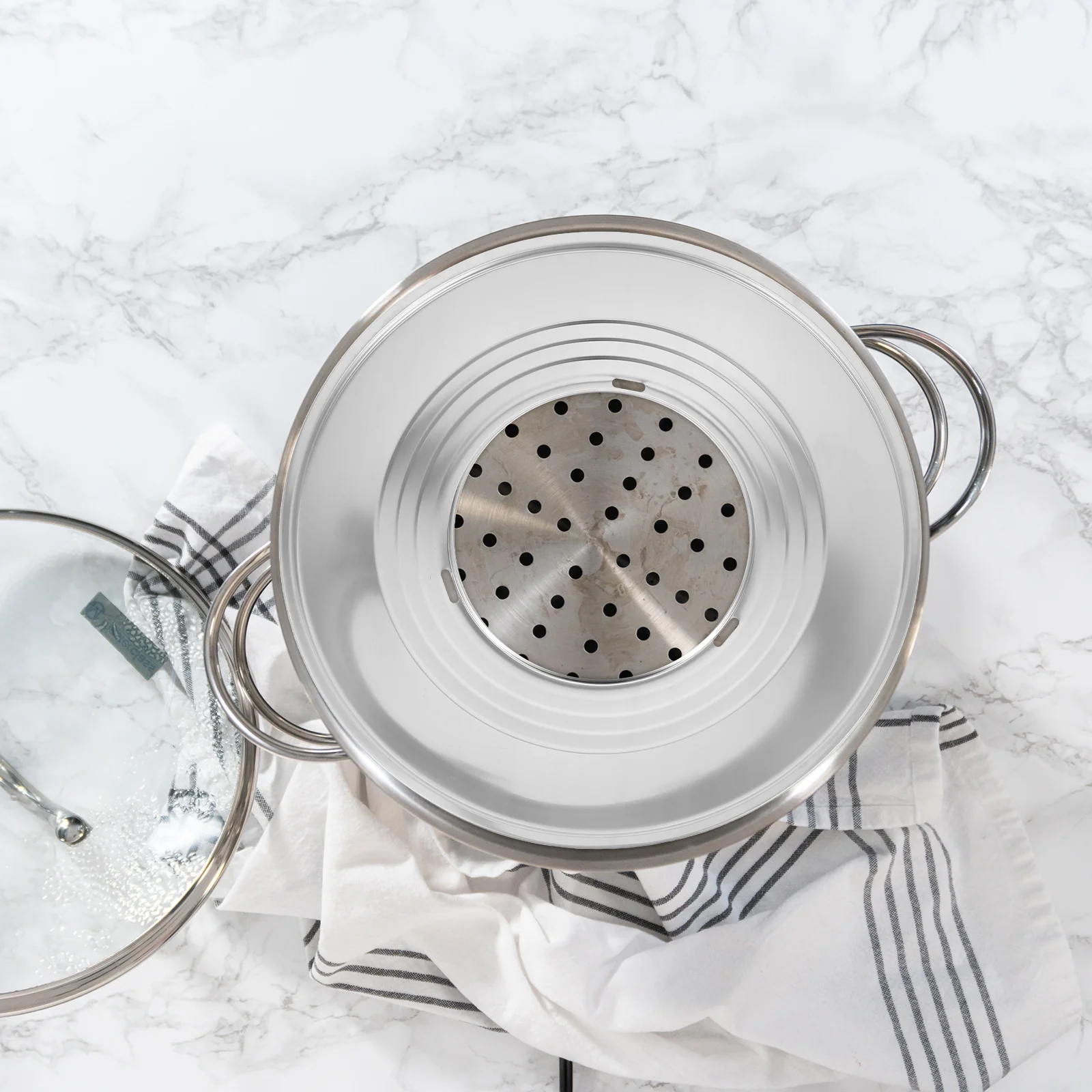 

Stainless Steel Steamer Insert Pot Rack Cooking Food Water Separation Material Versatile Usage Adjustable Layers