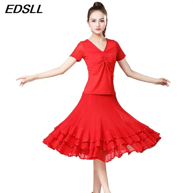 Latin Dance Erwachsene Tanz Praxis Kostüm Frauen Walzer Tango Modern Dance Training Anzug Großen Rock Dance Performance Kostüm