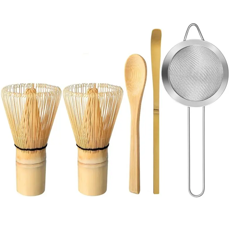 ABVG-Bamboo Matcha Whisk Set, Matcha Making Kit Whisk (Chasen), Scoop, Powder Sifter, Soopn Japanese Tea Tools Accessories