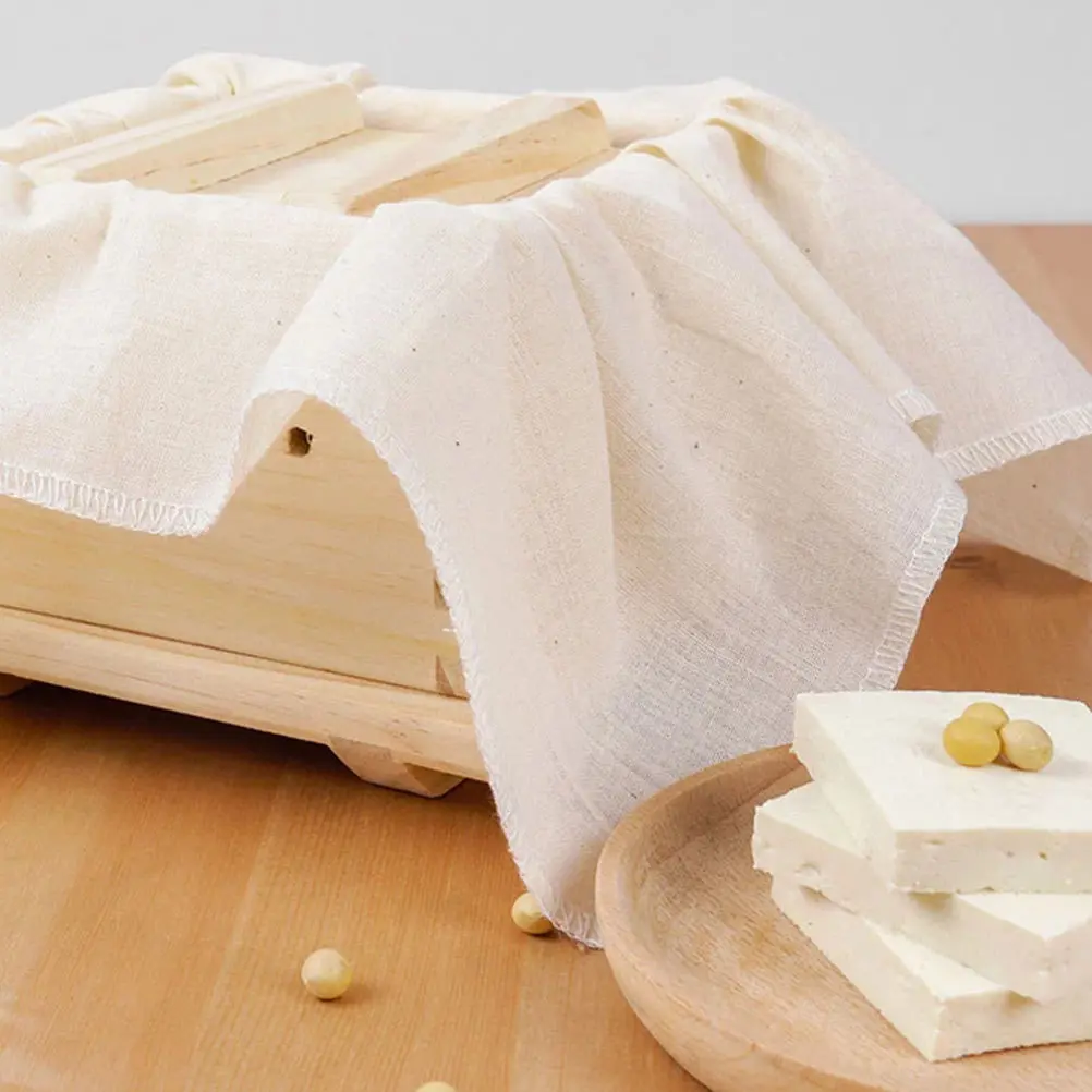 

2pcs Cheese Cloth Strainers Unbleached Muslin Fabric For Yogurt Tofu Making Soy Product Filtering Reusable Heavy Duty Filter