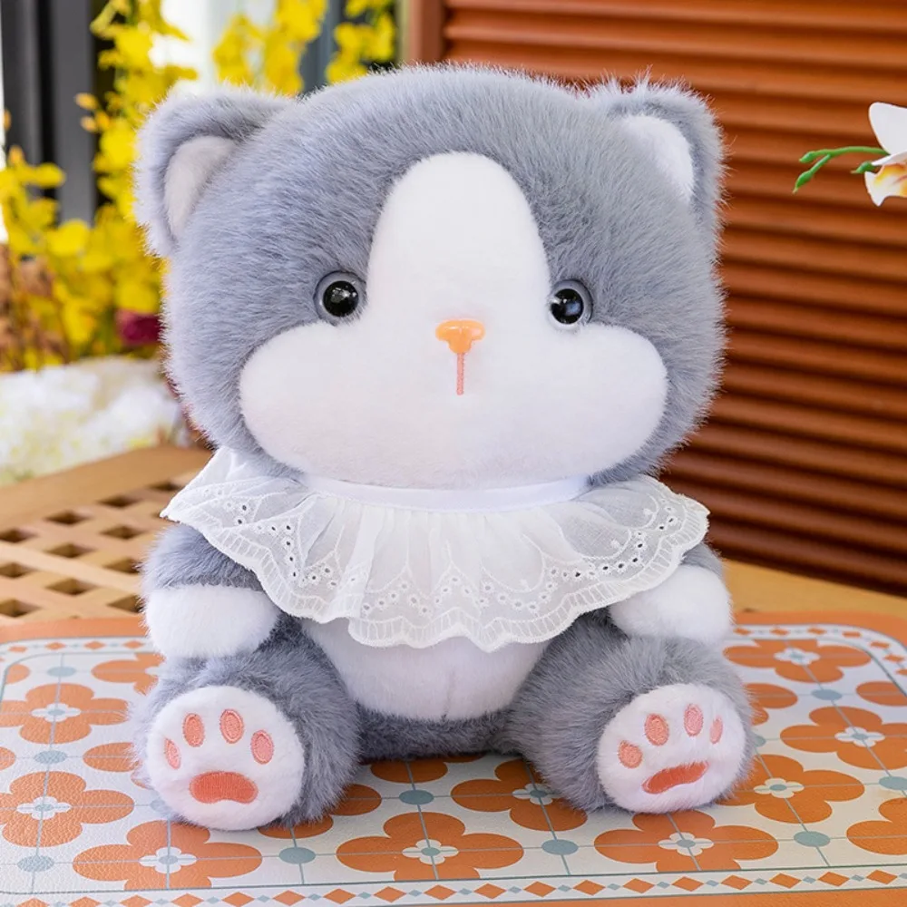 

Plush Pillow Lace Scarf Cat Plush Doll Fluffy Cartoon Cat Baby Doll Soft Cute Cat Stuffed Toy Friends