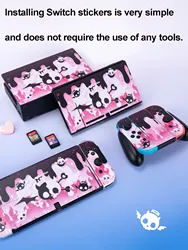 GeekShare Sticker for Nintendo Switch/OLED Cute Skin Full Set Protective Film Stickers for Switch Console,Joycon,Dock,Grip