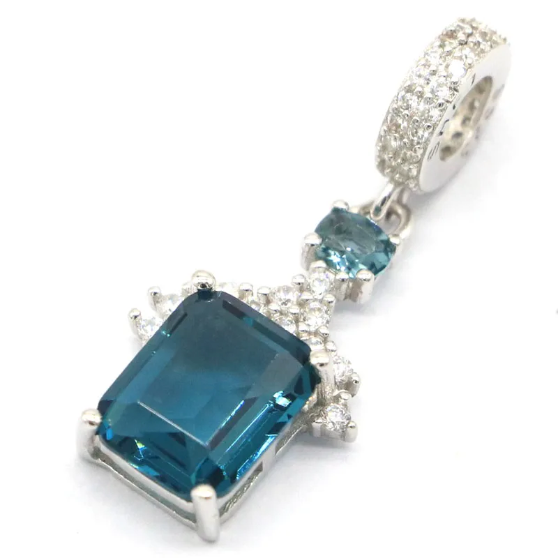 

Buy 4 Get 1 Free 30x13mm Lovely Cute 2.4g London Blue Topaz Pink Kunzite Females CZ Real 925 Solid Sterling Silver Pendant