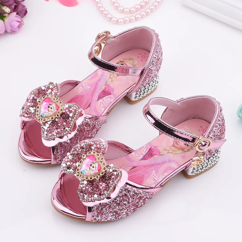 Neue Mädchen Sandalen gefroren 2 Elsa Prinzessin Schuhe kleine Mädchen Kristall Schuhe Kinder High Heels Party Laufsteg Show Schuhe