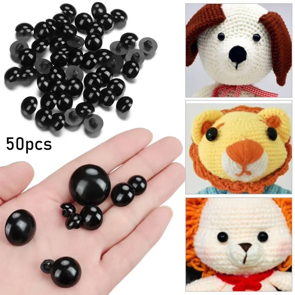 50pcs 9-25mm Black Plastic Safety Eyes For Bear Doll Animal Puppet Crafts Children Kids DIY Hand-sewing Buckle Toys