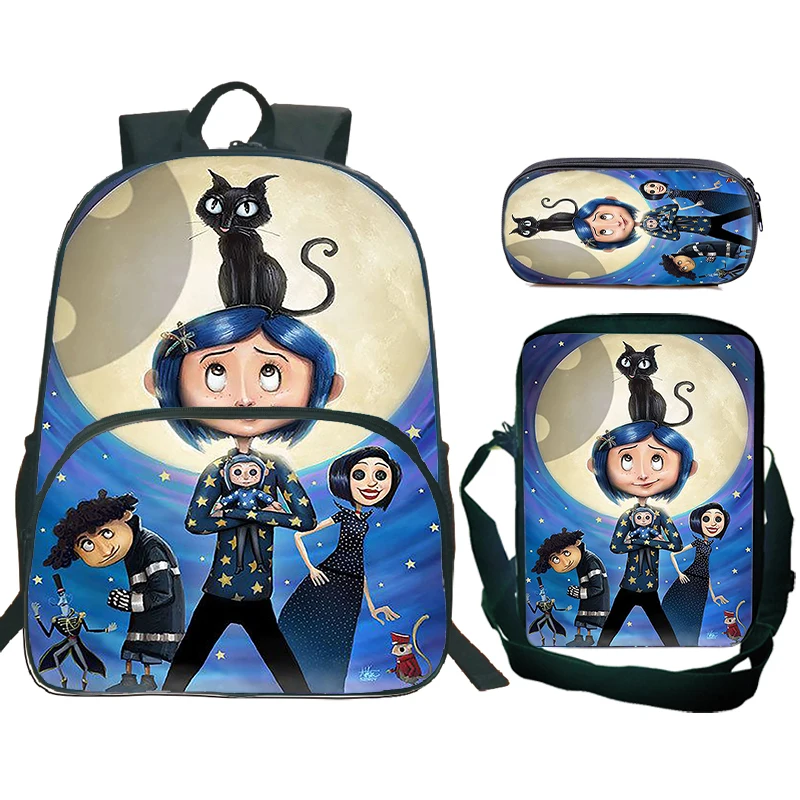 

Movie Coraline Backpack Students Cartoon School Bags Large Capacity Bookbag Boys Girls School Backpack Kids Back To School Gift