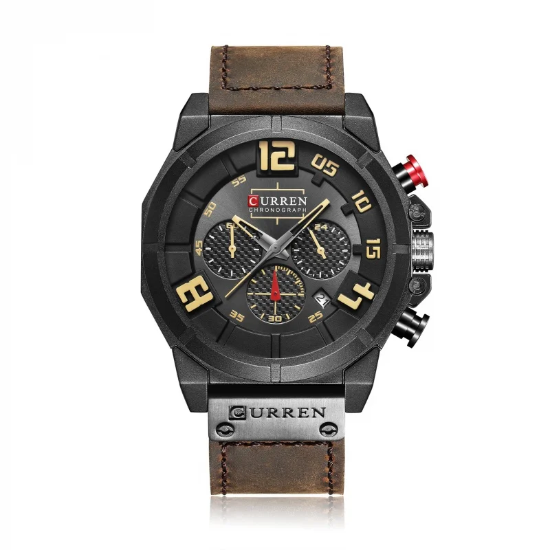 Curren 8287 مقاوم للماء كوارتز التقويم الرجال حزام ساعة عادية