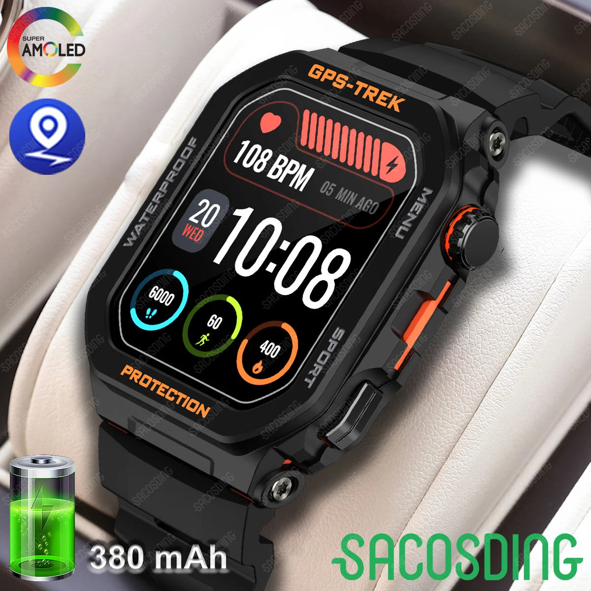 2024 New GPS+BD Tracker Military Smart Watch For Men/Women Outdoor Sports Fitness Tracker Waterproof HRV/Heart Rate/Blood Oxygen