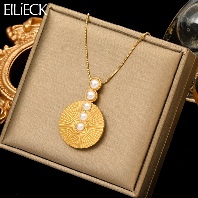 Eilieck 316l Edelstahl kreative runde Perlen Anhänger Halskette für Frauen Mode wasserdichte Halskette Schmuck Geschenk colar