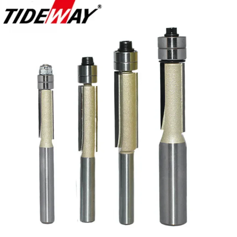 Tideway Double Bearing Flush Trim Router Bits for Wood 1/2 1/4 Shank Woodworking Tools Trimming CNC Endmill Milling Cutter