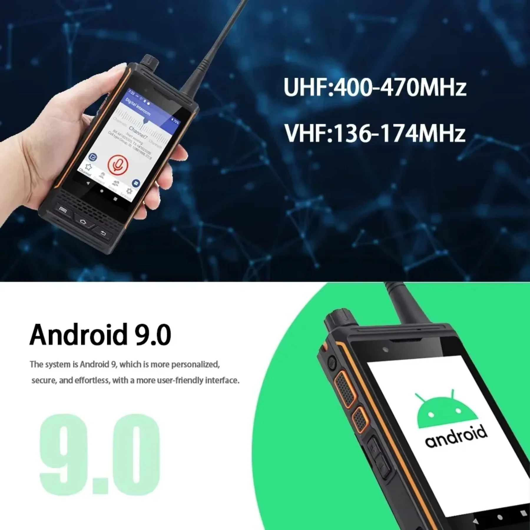 UNIWA P4 IP68 4G Smartphones Android 9 DMR Analog Walkies Talkies UHF/VHF 4GB+64GB 3000mAh Phone NFC Suitable for Environments